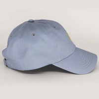 Gorra de Béisbol de Algodón Lavado Azul Claro con Parche Estampado Amarillo de la Marca VTL, Modelo VTL-27197, Primavera/Verano, Casual