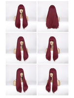 Rambut Lurus Panjang Wanita Tanpa Renda 70cm Warna Biru Mermaid Wig Tenun Mesin Tahan Panas