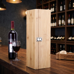 Elegance Eco-Friendly Square Bamboo Wood Wine <b>Box</b> Set with Engraving Premium Single Bottle <b>Gift</b> Case Tabletop Decor Tools Set - Product Image 3