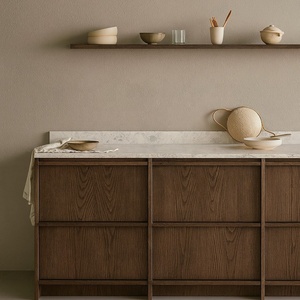 Conjunto de Muebles personalizados con diseños de gabinetes de roble blanco moderno, fabricante de gabinetes de cocina de chapa de madera japonesa listos para montar - Product Image 4