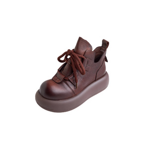 Botines Clásicos Británicos de Otoño, con Plataforma y Tacón de Cuña, de Cuero Genuino, con Cordones, Estilo Grueso y Original - Product Image 5