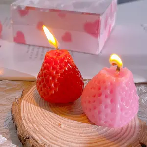 フレッシュストロベリーセットアロマセラピーキャンドルバレンタインデー写真小道具装飾ハンドギフトマニュアル香りキャンドル