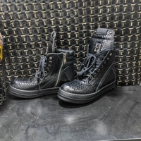 Bottes mi-hautes rétro pour homme de haute qualité, en cuir véritable, style crocodile, motif serpent, grande taille, chaussures de marche