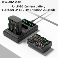 PUJIMAX 2 Adet 2750mAh LPE6 LP-E6 Pil ve LED'li Çift Şarj Cihazı Canon EOS 5DS R 5D Mark II 5D Mark III 6D 7D 70D 80D Fotoğraf Makineleri için