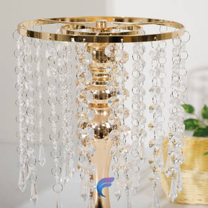 Centro de Mesa Decorativo, Soporte para Flores, Decoración de Bodas, Metal Dorado, Acrílico, Cuentas de Cristal, Soporte para Flores - Product Image 5