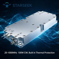 Module amplificateur de puissance GaN à large bande STARSEEK 100W 20-1000MHz Alimentation +28V Gain 50dBm Protection intégrée contre la surchauffe Vis