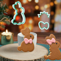 Moule à biscuits en plastique pour Pâques, lapin de Pâques et panier, moule à pâte à sucre, moule à argile, outil de décoration, ensemble de découpoirs pour glaçage royal