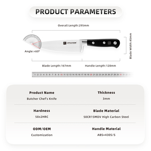 Cuchillo de Carnicero de 8 Pulgadas con Hoja de Acero con Alto Contenido de Carbono 50CR15MOV, Cuchillo para Cortar Carne, Cuchillo para Verduras, Cuchillo de Cocina para Rebanar - Product Image 5