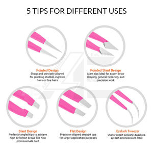 Ensemble de 5 pinces à épiler ROSE VIVANT professionnelles en acier inoxydable pour cils et sourcils, fournitures pour cils, DIY 2026 - Product Image 4