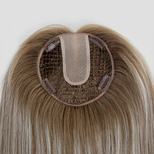 Factory Selling 6*6 <b>Fishnet</b> Topper Natural Human Hair One Donor Cuticle Aligned Silk Top Base Russian Hair Topper for Women - Product Image 1