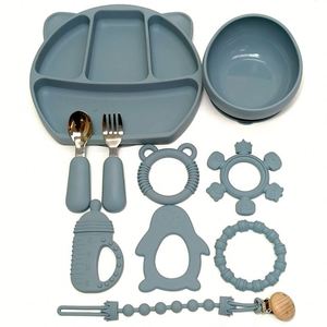 Juego de Platos de Silicona con Estampado de Cara Sonriente, Vajilla de Seis Piezas para Bebés, Grado Alimenticio, Venta al por Mayor - Product Image 1