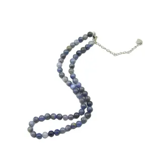 Aita Wholesale Blue Tanzanite Natural Beads AB+ 6mm 8mm Customizable Silver Jewelry Set Bracelet Necklace
