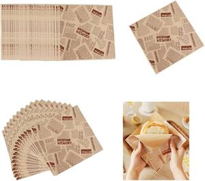 Envoltorios con Logotipo Impreso Personalizado, Bolsas Dobles Resistentes a la Grasa, para Sándwiches, Hamburguesas, Galletas, Muffins, Pan, Bolsa de Papel Kraft Resistente al Aceite - Product Image 2