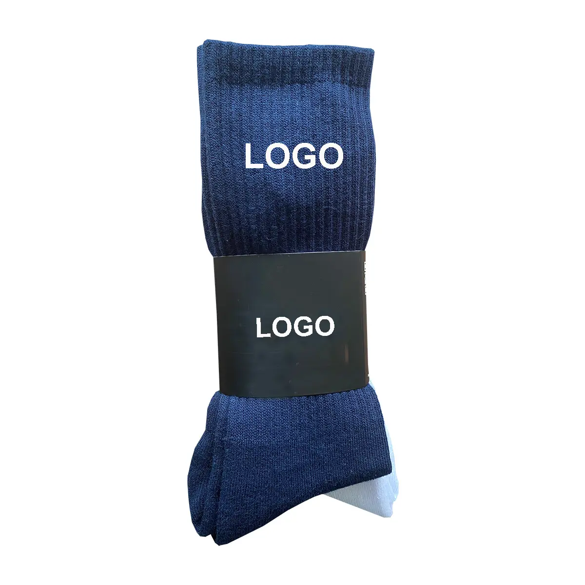 Logo personalizzato di alta qualità bianco grigio Navy 3 confezioni Set calzini sportivi da uomo calzini da uomo in cotone di bambù organico