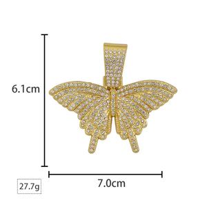 Collar de cadena de cuerda estilo Hip Hop con colgante de mariposa de aleación y diamantes brillantes, joyería de moda para mujer - Product Image 2