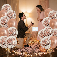 Lot de 20 ballons en latex or rose à paillettes de 12 pouces pour la remise des diplômes, les vœux de rétablissement et les décorations