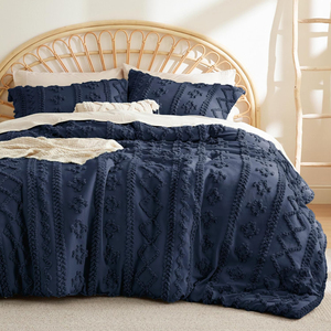 Bộ ga giường cỡ King phong cách Boho Chic thân thiện với môi trường, chất liệu Jacquard mềm mại, kèm vỏ gối thêu dành cho khách sạn - Product Image 1