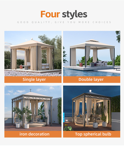 Gazebo para Patio Exterior de Restaurante con Pernos de Expansión, Carpa Resistente para Fiestas con Doble Techo para Jardín, Césped, Color Caqui, Aluminio - Product Image 2