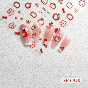 Set <span class=keywords><strong>de</strong></span> Adhesivos para <span class=keywords><strong>Uñas</strong></span> con Diseño <span class=keywords><strong>de</strong></span> Gatitos Veraniegos, Lindas Calcomanías <span class=keywords><strong>de</strong></span> Frutas <span class=keywords><strong>de</strong></span> Dibujos Animados con Manzana Verde, Limón, Cereza y Lazos para Decoración <span class=keywords><strong>de</strong></span> Manicura DIY - Product Image 4