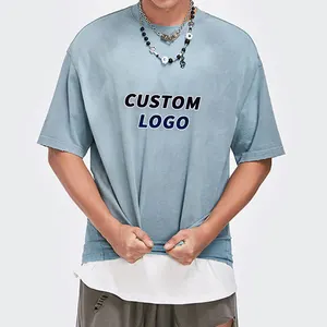 Tshirt boş erkek T Shirt Casual ekip boyun Tee gömlek erkekler için özel pamuk T Shirt