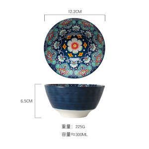 Juego de Tazones de Cerámica para Ensalada al por Mayor, Estilo Bohemio, Juego de Tazones de 4.8 Pulgadas, Vajilla Pintada a Mano para Servir en la Cocina o Restaurante - Product Image 6