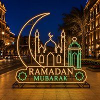 Metallrahmen Moschee-Kuppel Halbmond Stern Gold LED-Lichterkette Ramadan-Motiv-Beleuchtung für Plätze im Freien Ramadan-Festival-Dekoration IP65 CE