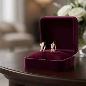 Orecchini pendenti a croce in oro massiccio 18 carati di lusso con micro inserti di diamanti taglio brillante rotondo per uso quotidiano, gioielli unisex - Product Image 2