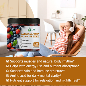 High Grade 2000mg Ashwagnadha Gummies Support Relaxation Boost Focus Gummy Candy Nutrition <b>Supplement</b> with Vitamin D3 - Product Image 5