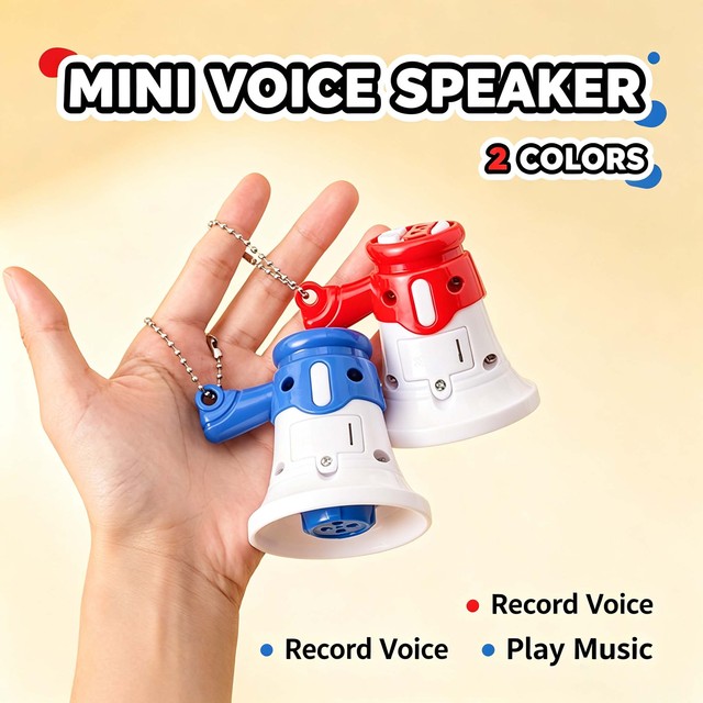 Novelty Creative Mini Recording Megaphone Toy Keychain ABS Plastic Handheld Loudspeaker Music Kids Party Game Backpack Key