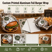 Papier d'emballage pour hamburgers en aluminium anti-graisse personnalisé pour la restauration rapide, emballage à emporter, barbecue, poulet frit, hot-dogs