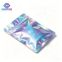 Sacs Mylar personnalisés holographiques en stock, découpés sur mesure, pour emballage de biscuits 1g, 2g, 3.5g