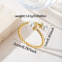 Élégante bague torsadée plaquée or avec embouts perlés, collier pavé de pierres CZ, perles blanches rondes, bijoux de mode pour femme, cadeau