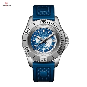 Reloj de Buceo Mecánico Automático de Lujo con Esfera de Mapa <span class=keywords><strong>del</strong></span> Mundo Personalizada de Fábrica OEM, Cristal de Zafiro Luminoso, Resistente al <span class=keywords><strong>Agua</strong></span>, Correa de Goma Azul Marino - Product Image 1