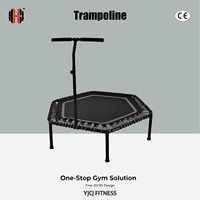 Trampoline de fitness en acier avec poignée de sécurité octogonale, ressorts élastiques, surface de saut rembourrée, cadre de support stable, salle de sport