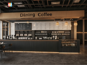 Quiosco de Café Moderno para Exteriores con Iluminación LED |   Mostrador de Barra Personalizado para Cafetería, Diseño de Interiores para Cafetería - Product Image 3