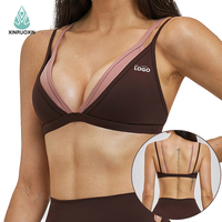 Soutien-gorge de sport pour femme avec coussinets intégrés, bretelles doubles, en nylon et élasthanne, respirant, séchage rapide, idéal pour le fitness et la gym
