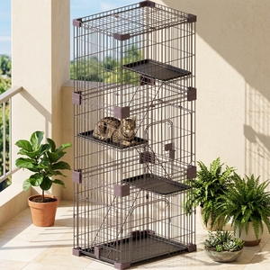 <span class=keywords><strong>Jaula</strong></span> <span class=keywords><strong>Plegable</strong></span> de 3 Niveles para <span class=keywords><strong>Gatos</strong></span>, Resistente, con Capacidad para 35 kg, Corral para Mascotas con <span class=keywords><strong>Jaula</strong></span> de Alambre Metálico y Bandeja Extraíble para <span class=keywords><strong>Gatos</strong></span> Grandes - Product Image 1
