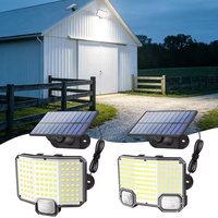 Lámpara Solar de Pared de 144 LED, Exterior, IP65, Impermeable, Sensor de Movimiento PIR Dual, 3 Modos Automáticos, Luz de Jardín