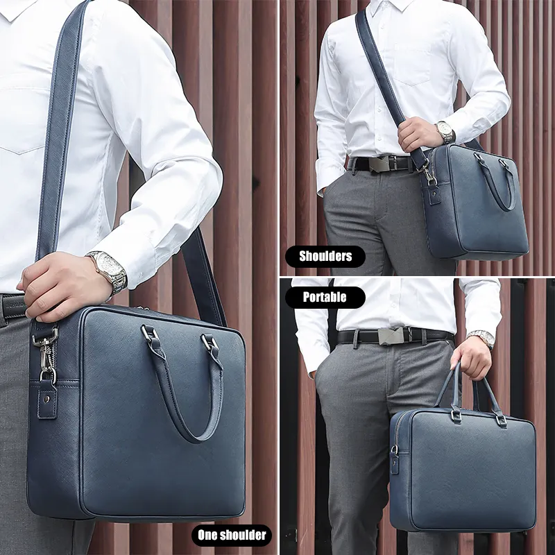 J.m.d bolsa de mão masculina de couro, maleta de ombro casual para laptop, à prova d'água, de luxo