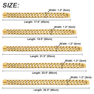 럭셔리 개 목걸이 32mm 애완 동물 금속 체인 쿠바 링크 목걸이 골드 개 체인 핏불 대형 개 - Product Image 5