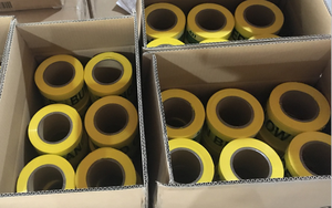 Black Yellow Hazard Warning <b>Tape</b> 50mm Width Polyethylene Caution Striping <b>Tape</b> - Product Image 5