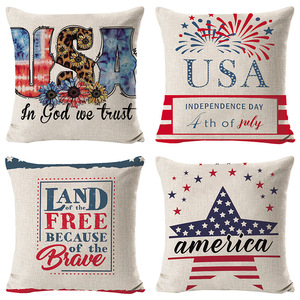 Independência americana dia linho quadrado travesseiro estrelas e listras design para casa cama encosto ou uso almofada do carro - Product Image 2
