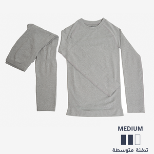 Conjunto térmico de manga larga para hombre CELINNE, mezcla de algodón, camiseta de cuello redondo y pantalones con cintura elástica, conjunto de capa base transpirable y cómoda - Product Image 1