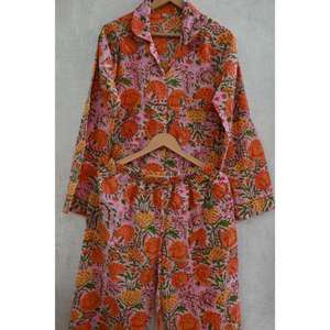 Ensemble de vêtements de nuit en coton imprimé, doux, confortable, respirant, vêtements de détente décontractés, vêtements de maison pour femmes, pyjama pour un usage quotidien - Product Image 4