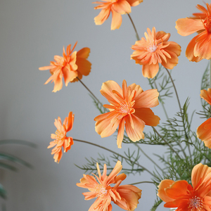 Flores artificiales de seda Coreopsis de tallo Flocado de 6 ramas, <span class=keywords><strong>Cosmos</strong></span>, decoración del hogar, centros de mesa de flores de margaritas de seda Real, 2 uds. - Product Image 4