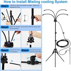 Sistema de Boquilla Atomizadora Ajustable para Rociado en Pie, Enfriamiento Exterior, Pulverizador Automático Portátil para Jardín, Pulverizador de Niebla, Accionado por Agua - Product Image 5