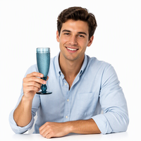 Gobelet à vin vintage en verre épais 150 ml, verrerie à motif diamant pour les fêtes