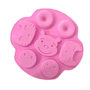 Hot New 6 hole Smiling face bear cat shape silicone candle molds silicone cake mold soap making molds