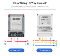 Medidor de Energía Digital LCD Trifásico de 4 Hilos DTS6619 Clásico de Montaje en Pared, 5-100A, 380V CA, Medición de Consumo de Energía kWh Z04
