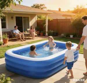 <span class=keywords><strong>Piscine</strong></span> gonflable rectangulaire pour parents et enfants, grande taille, en PVC, écologique, durable, antidérapante, portable, pour l'extérieur - Product Image 4